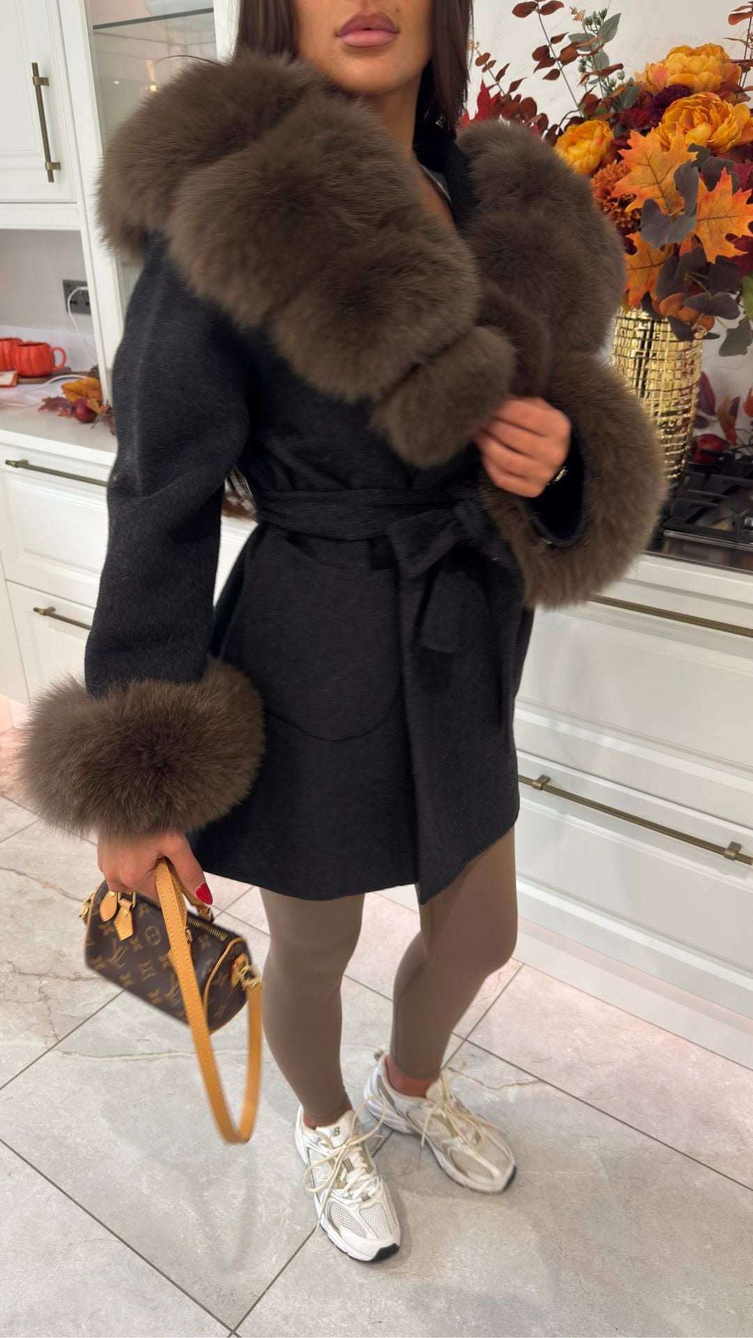 Hooded Fur Trim Cashmere Jacket