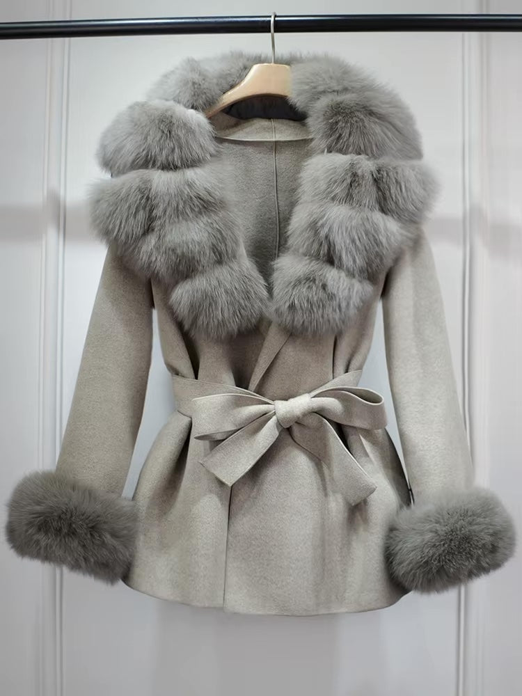 So Extra Belted Cashmere Fur Jacket