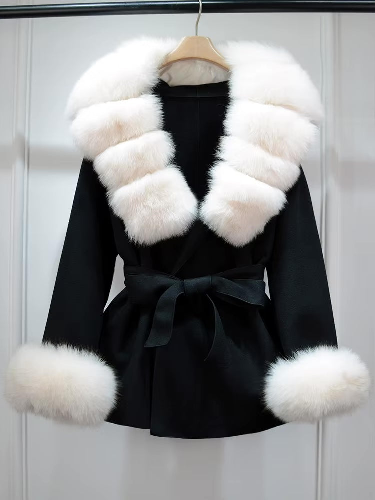 So Extra Belted Cashmere Fur Jacket