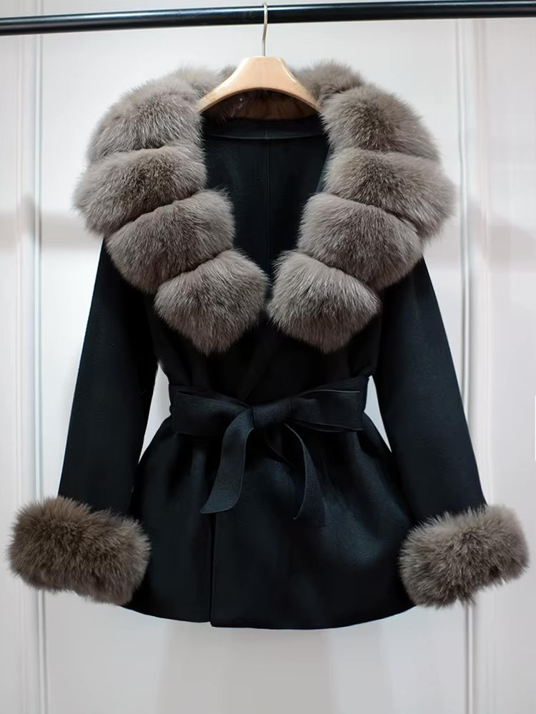 So Extra Belted Cashmere Fur Jacket