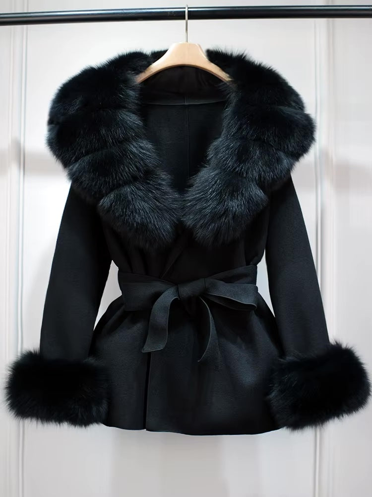 So Extra Belted Cashmere Fur Jacket