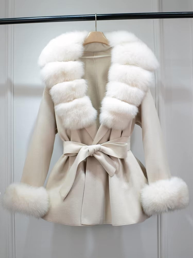 So Extra Belted Cashmere Fur Jacket