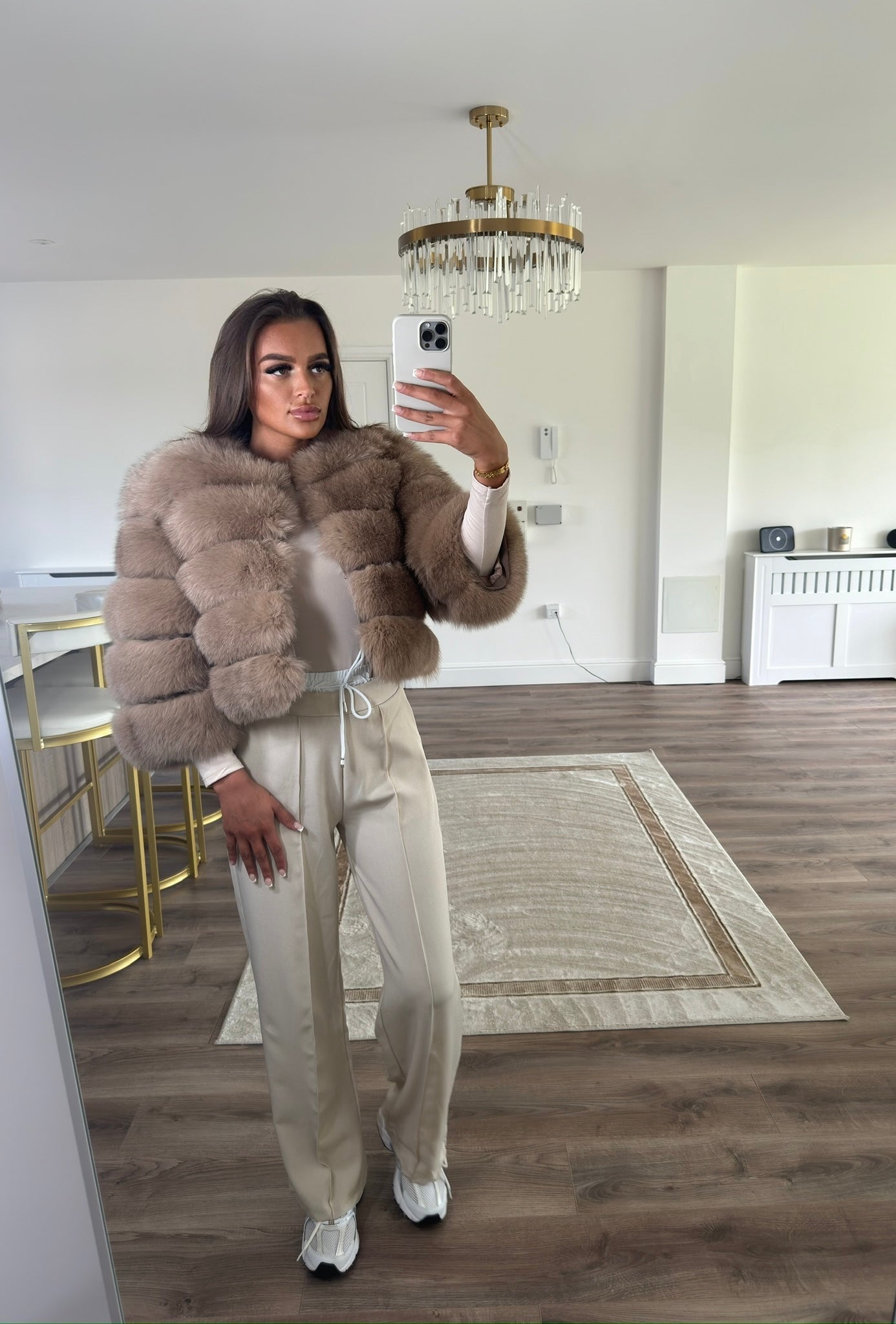 So Extra Mocha 4 Row Fur Coat