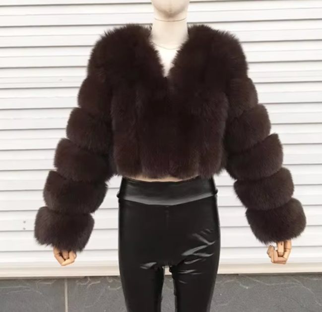 So Extra Luxury Cropped Straight Row Fur Coat