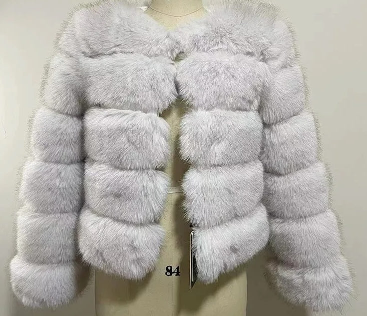 So Extra Frosted Snow Faux Fur Coat