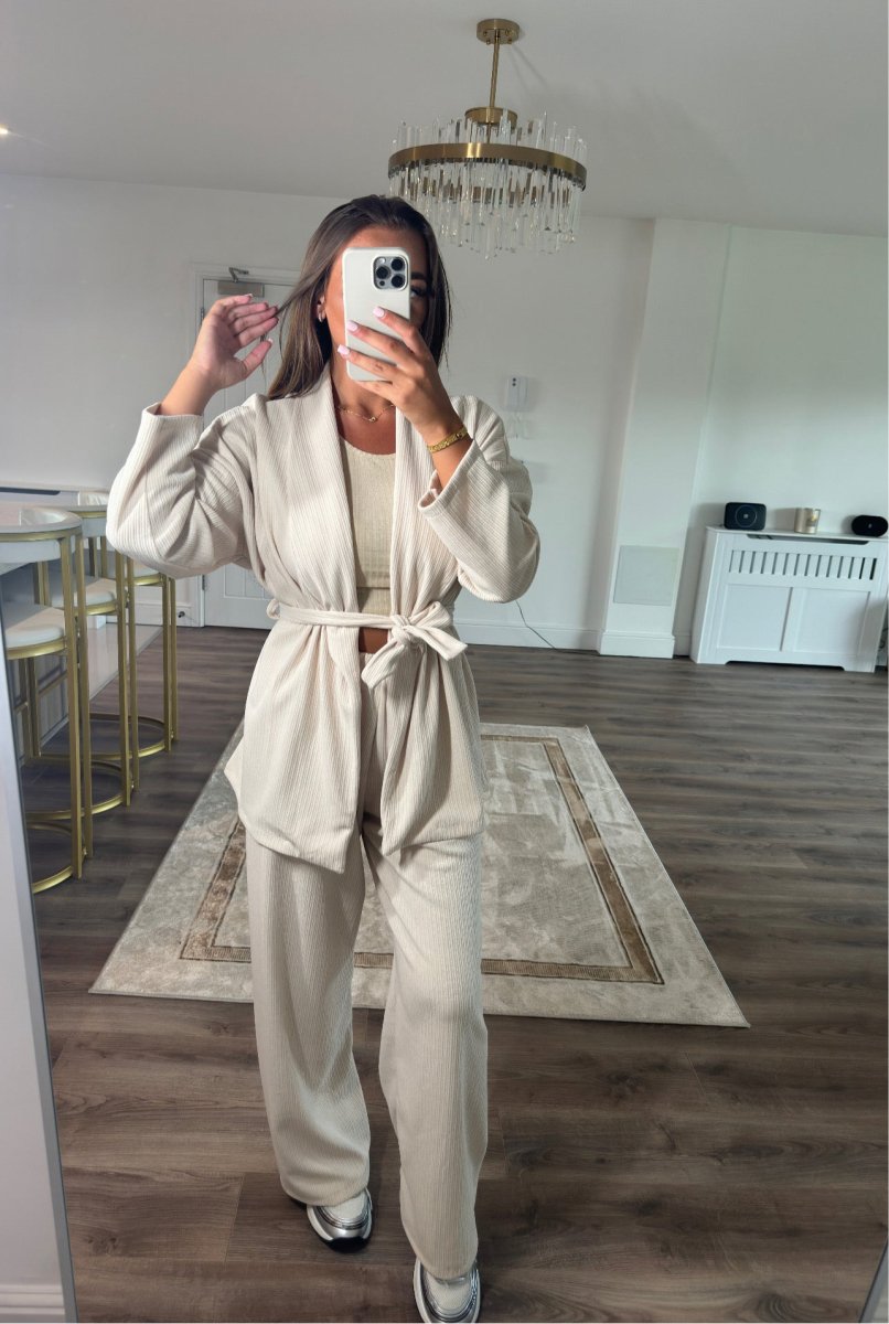 Ribbed Tie Cardigan Co Ord - So Extra