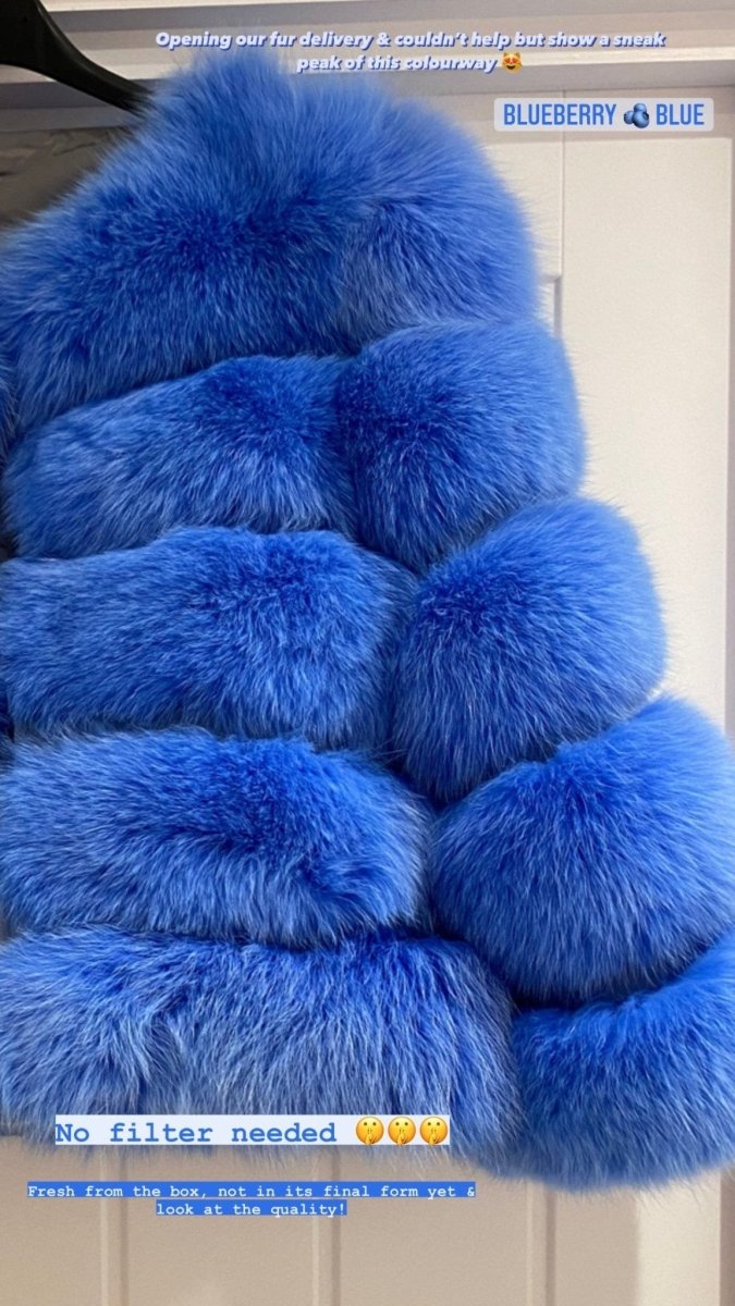 So Extra Blueberry Blue 4 Row Fur Coat - So Extra