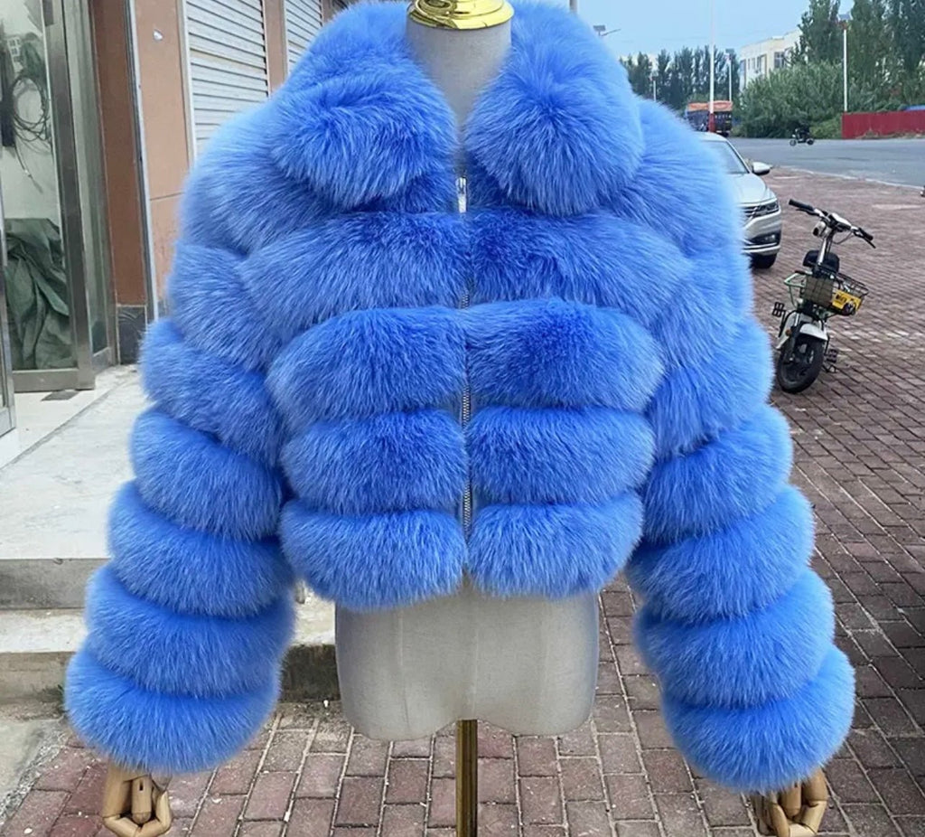 So Extra Luxury Collared Zip Fur Coat - So Extra