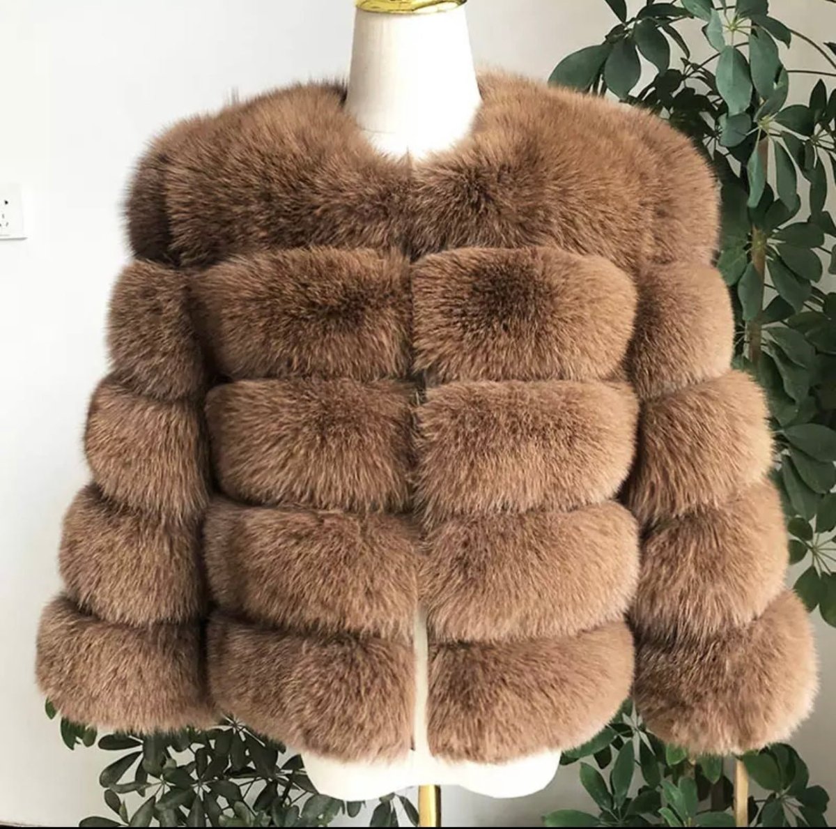 So Extra Tan 4 Row Fur Coat - So Extra